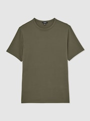 Reiss Khaki Green Joe Stretch-Cotton Crew-Neck T-Shirt - Image 2 of 6