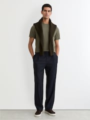 Reiss Khaki Green Joe Stretch-Cotton Crew-Neck T-Shirt - Image 3 of 6