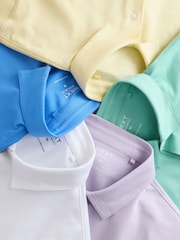 Blue/Yellow/White/Lilac/Mint Green Regular Fit Motionflex Short Sleeve Jersey Polo Shirts 5 Pack - Image 12 of 13