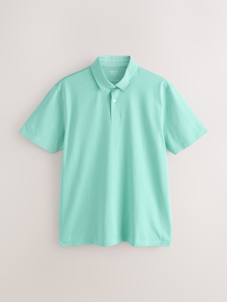 White/Yellow/Pink/Green/Lilac Regular Fit Motionflex Short Sleeve Jersey Polo Shirts 5 Pack - Image 2 of 8