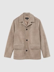 Reiss Soft Grey Silvano Suede Heavyweight Overshirt - Image 2 of 7