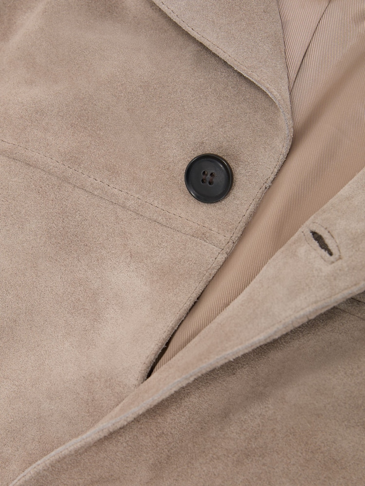 Reiss Soft Grey Silvano Suede Heavyweight Overshirt - Image 7 of 7