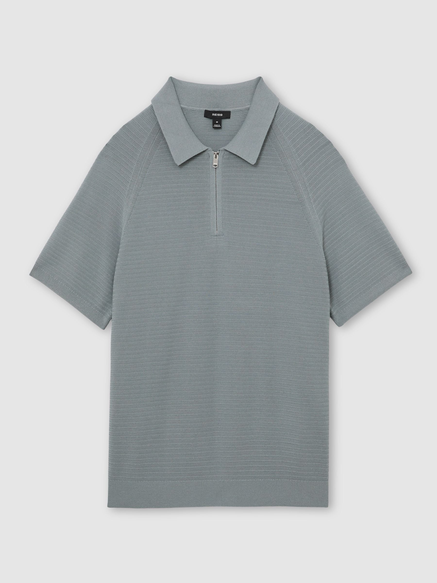 Buy Reiss Sage Estate Textured-Knit Half-Zip Polo Shirt from Next USA
