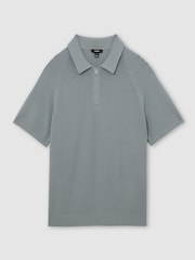 Reiss Sage Estate Textured-Knit Half-Zip Polo Shirt - Image 2 of 7