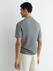 Reiss Sage Estate Textured-Knit Half-Zip Polo Shirt - Image 5 of 7
