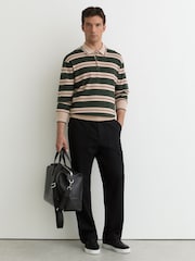 Reiss Green Multi Scrum Ruby-Stripe Half-Button Jumper - Image 3 of 6