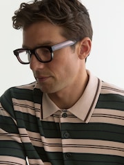 Reiss Green Multi Scrum Ruby-Stripe Half-Button Jumper - Image 4 of 6