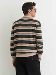 Reiss Green Multi Scrum Ruby-Stripe Half-Button Jumper - Image 5 of 6