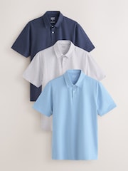 Blue Plain Motionflex Short Sleeve Jersey Polo Shirts 3 Pack - Image 1 of 6