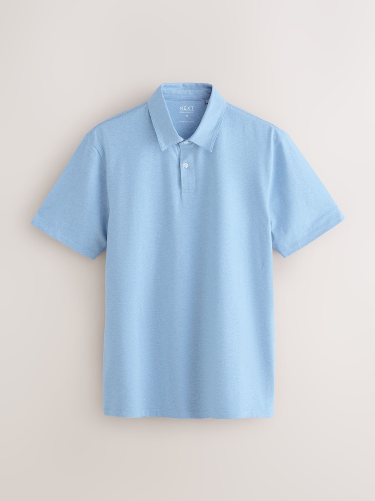 Blue Plain Motionflex Short Sleeve Jersey Polo Shirts 3 Pack - Image 2 of 6 Blue Plain Motionflex Short Sleeve Jersey Polo Shirts 3 Pack - Image 2 of 6