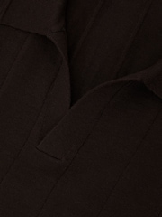 Reiss Chocolate Brown Chelmsford Merino Wool Wide-Rib Polo Jumper - Image 6 of 6