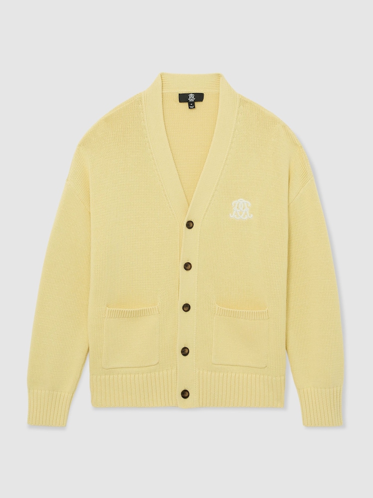 Puder Gelb - Reiss Coates Monogram-Embroidered Relaxed Cardigan - Bild 2 von 7