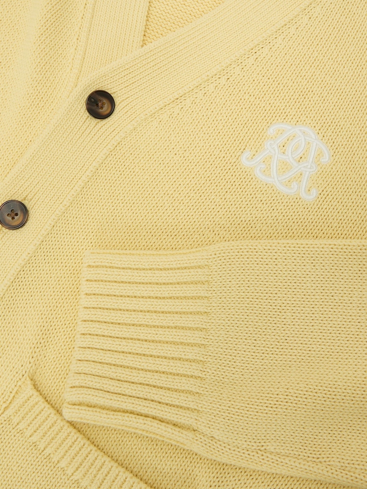 Puder Gelb - Reiss Coates Monogram-Embroidered Relaxed Cardigan - Bild 7 von 7