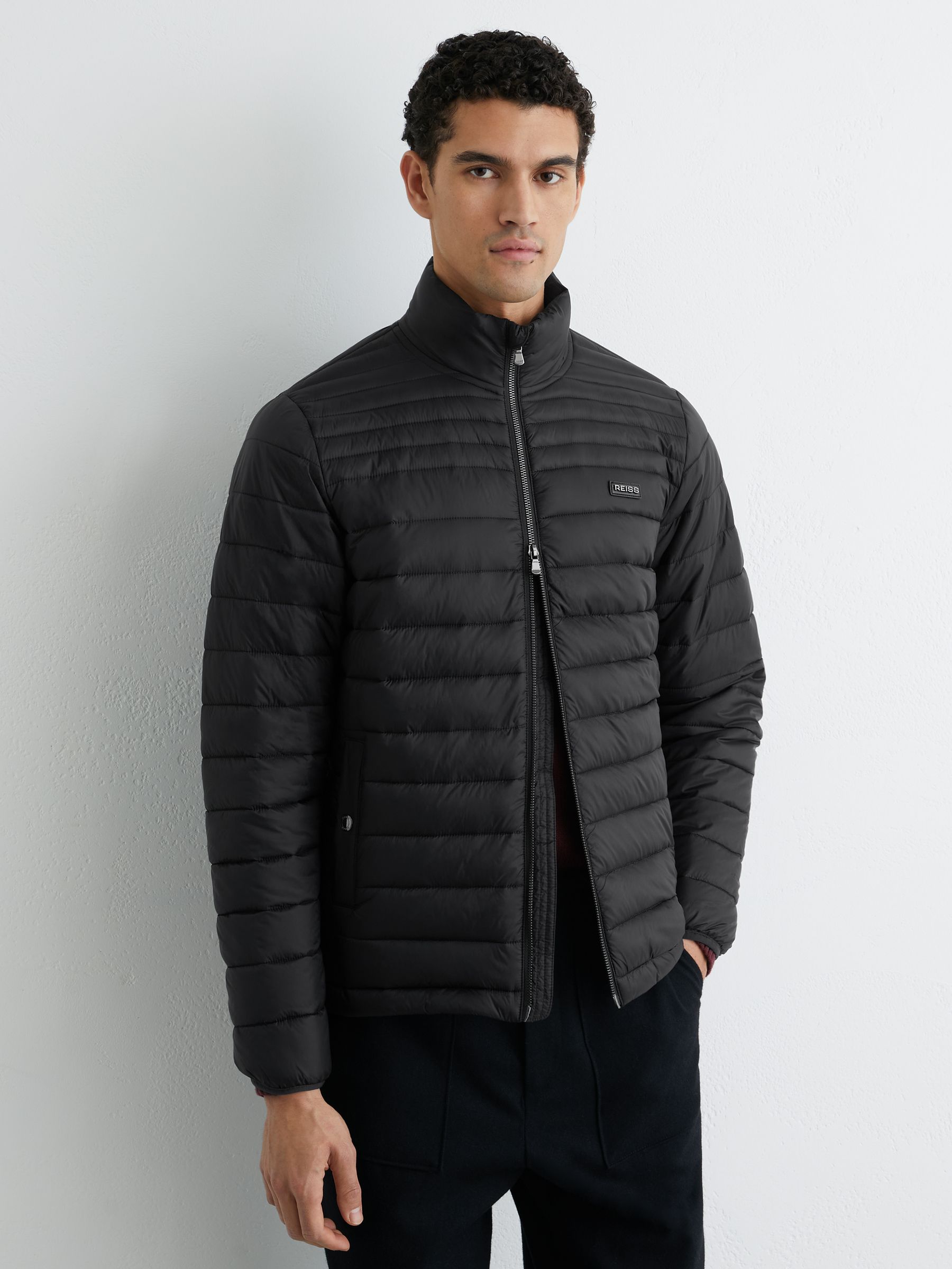 Buy Reiss Black Acer Quilted Zip-Through Jacket from the Next UK