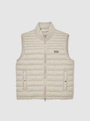 Reiss Light Stone Alpine Quilted Zip-Through Gilet - Image 2 of 6