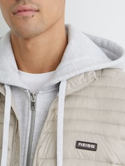 Reiss Light Stone Alpine Quilted Zip-Through Gilet - Image 4 of 6