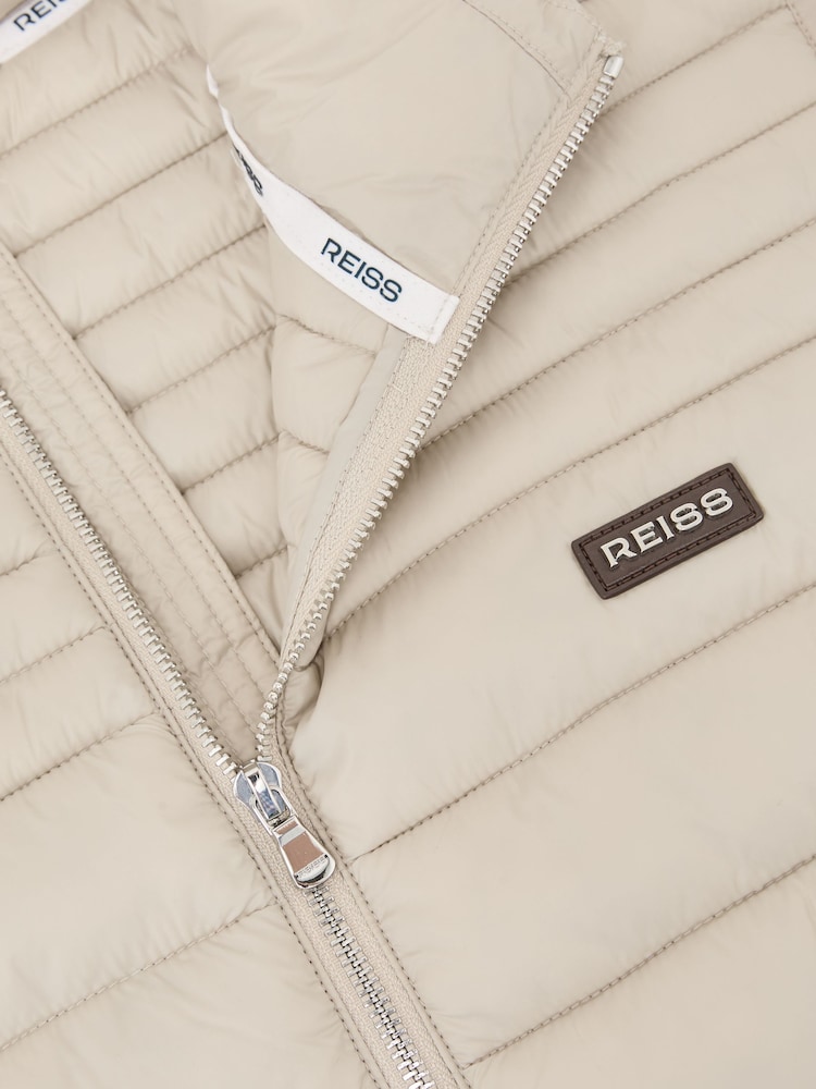 Reiss Light Stone Alpine Quilted Zip-Through Gilet - Image 6 of 6