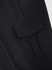 Reiss Navy Oshei Technical Drawstring Tapered Trousers - Image 6 of 6