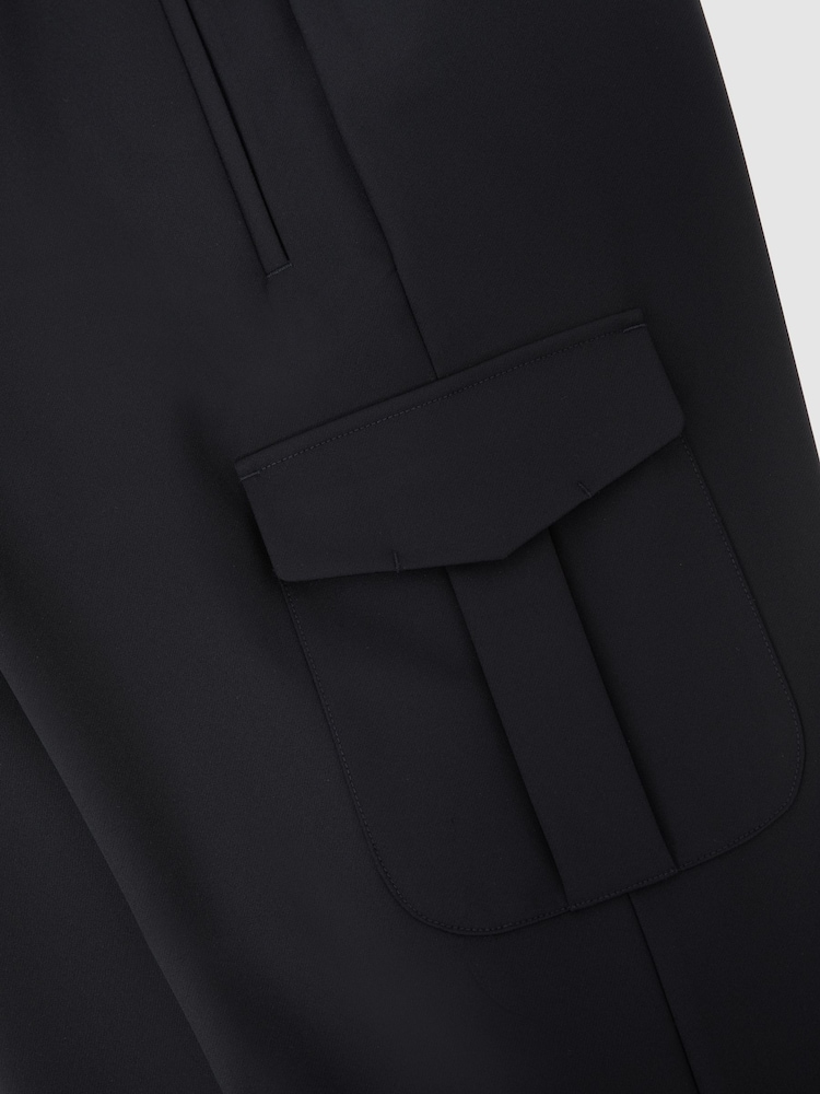 Reiss Navy Oshei Technical Drawstring Tapered Trousers - Image 6 of 6