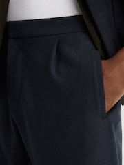 Reiss Navy Cooper Wool-Blend Tapered Cuffed Trousers - Image 4 of 7