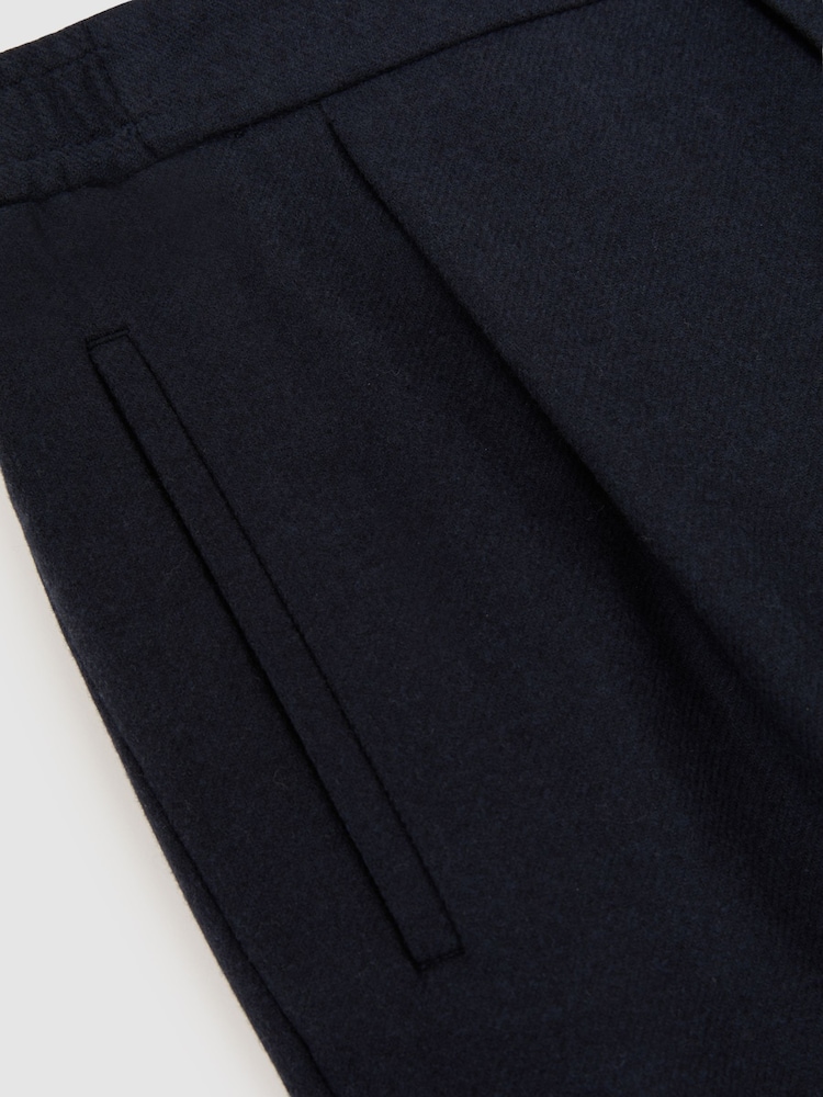 Reiss Navy Cooper Wool-Blend Tapered Cuffed Trousers - Image 7 of 7