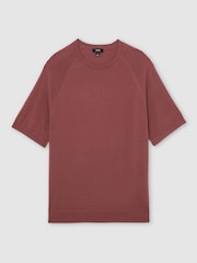 Reiss Raspberry Pink Brook Merino Wool Raglan-Sleeve T-Shirt - Image 2 of 6