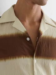 Reiss Brown Multi Salem Block-Stripe Cuban-Collar Short - Image 3 of 6