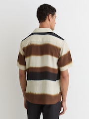 Reiss Brown Multi Salem Block-Stripe Cuban-Collar Short - Image 5 of 6