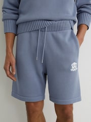 Reiss Powder Blue Riley Monogram-Embroidered Relaxed Knit Shorts - Image 4 of 7