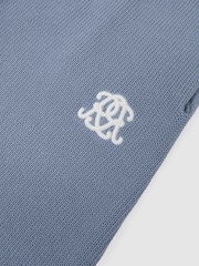 Reiss Powder Blue Riley Monogram-Embroidered Relaxed Knit Shorts - Image 7 of 7