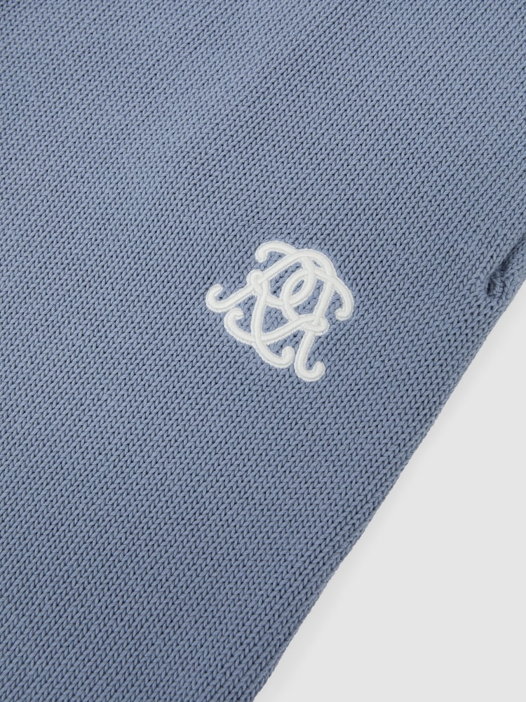 Reiss Powder Blue Riley Monogram-Embroidered Relaxed Knit Shorts - Image 7 of 7
