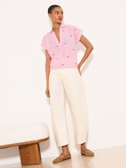 Lipsy Pink Striped Heart Embroidered Short Sleeve Shirt - Image 4 of 5