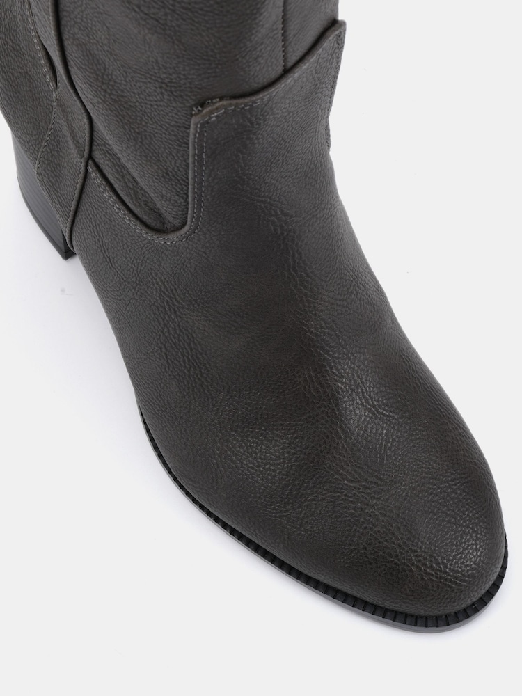 črna - Novo Giovanna Block Heel Knee High Boots - Slika 6 iz 6