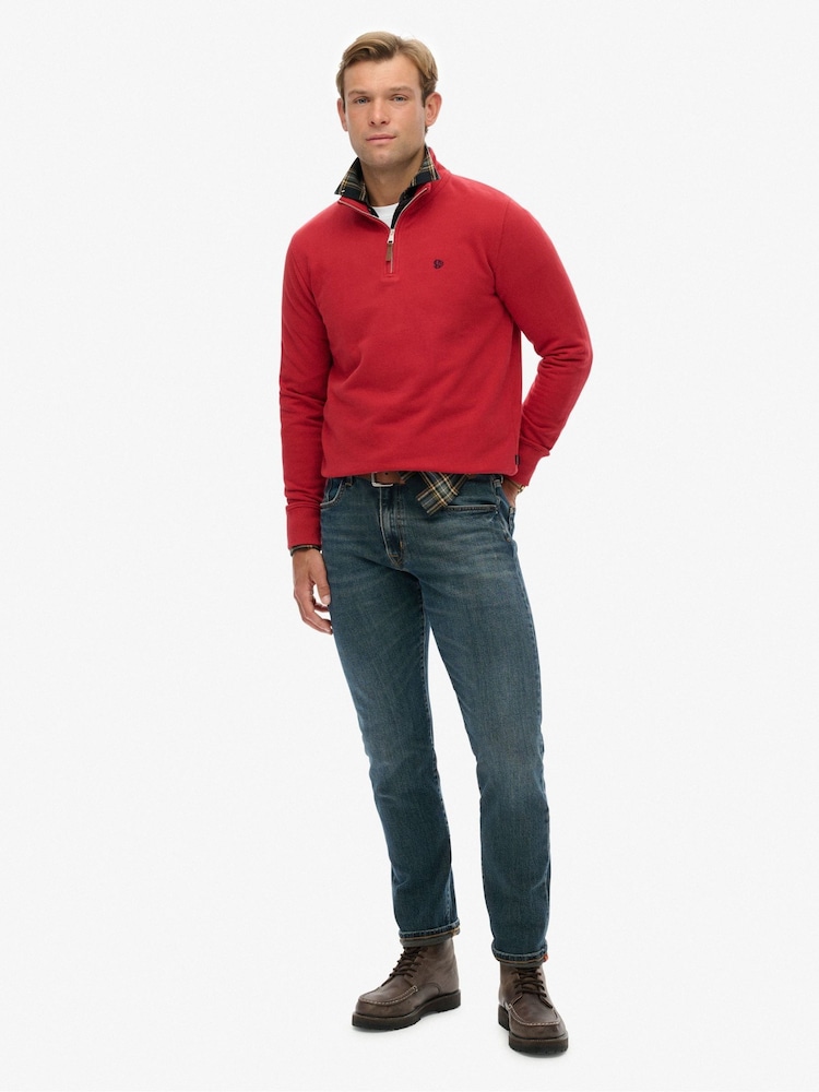 Superdry Red Preppy Half Zip Jumper - Image 2 of 6