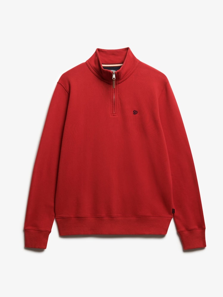 Superdry Red Preppy Half Zip Jumper - Image 6 of 6