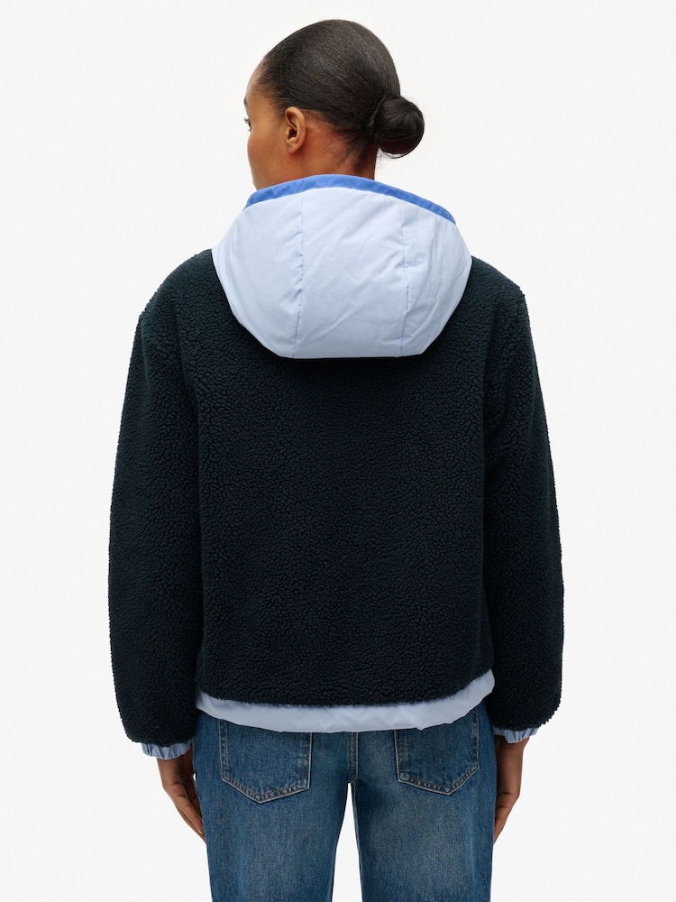 Superdry Blue Vintage Hooded Sherpa Jacket - Image 2 of 6