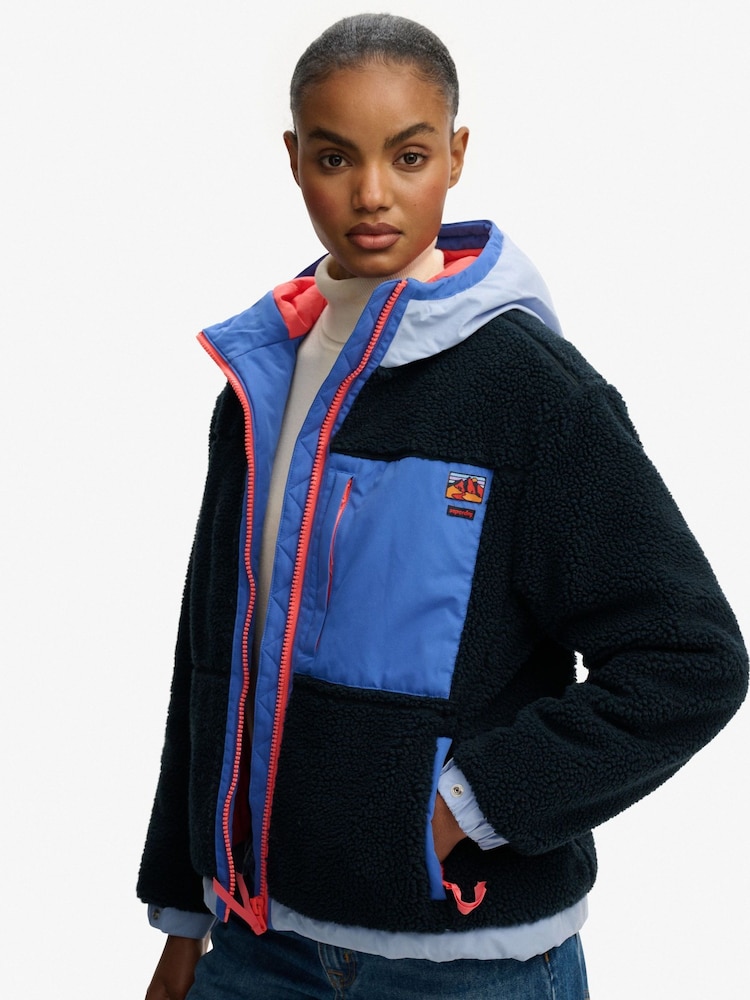 Superdry Blue Vintage Hooded Sherpa Jacket - Image 6 of 6