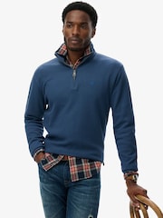 Superdry Blue Ribbed Half Zip Jumper - Image 4 of 6