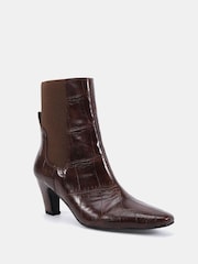 Novo Brown Regular Fit Kennedy Curved Mid Heel Chelsea Ankle Boots - Image 3 of 6