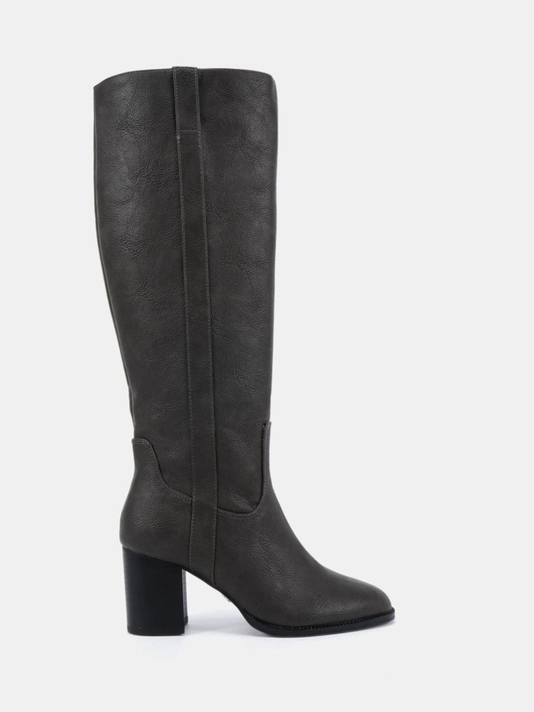 črna - Novo Giovanna Block Heel Knee High Boots - Slika 2 iz 6