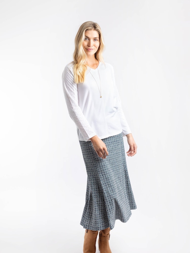 Weird Fish Blue Ares Printed Jersey A-Line Maxi Skirt - Image 2 of 7