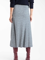 Weird Fish Blue Ares Printed Jersey A-Line Maxi Skirt - Image 4 of 7