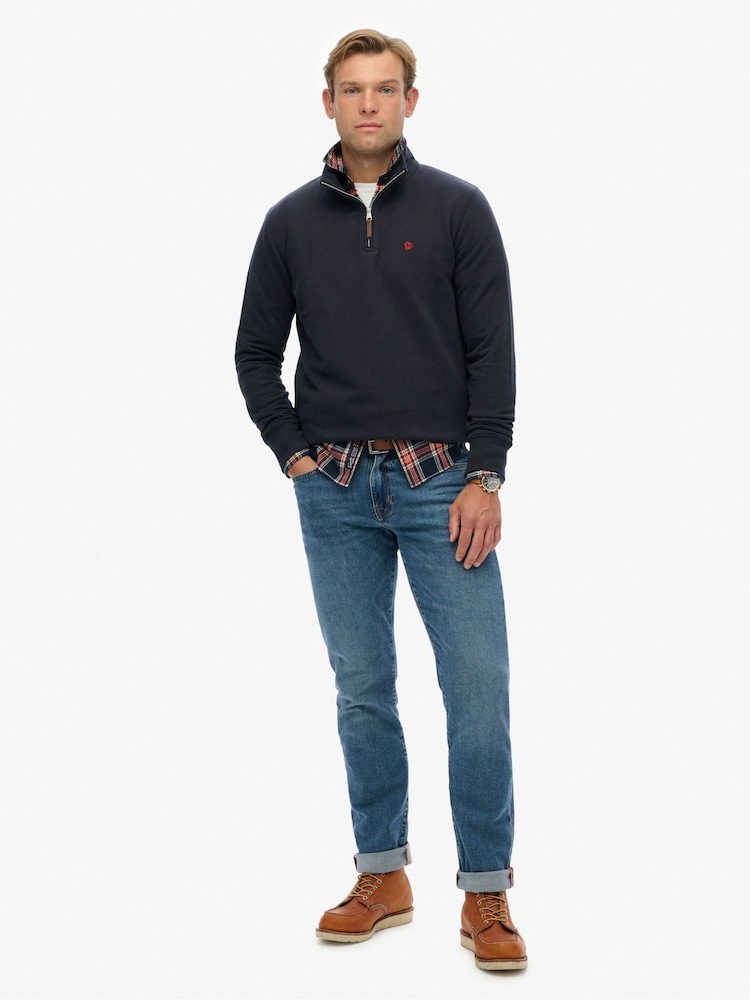 Superdry Blue Preppy Half Zip Jumper - Image 2 of 6 Superdry Blue Preppy Half Zip Jumper - Image 2 of 6