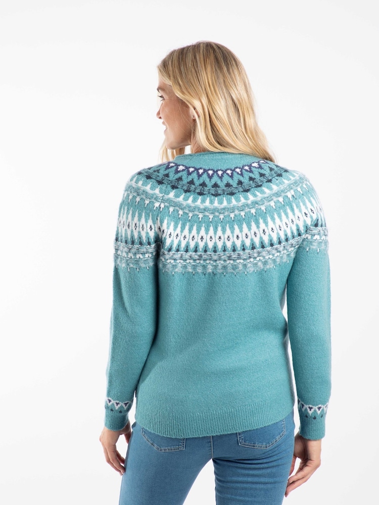 Weird Fish Light Blue Lowell Fair Isle Jumper - Image 2 of 7