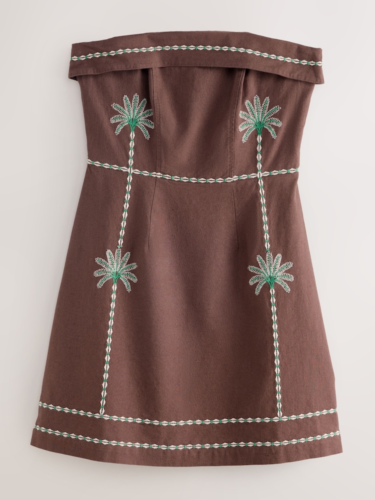 Schokolade Braun Palm - Bandeau-Minikleid - Bild 1 von 3