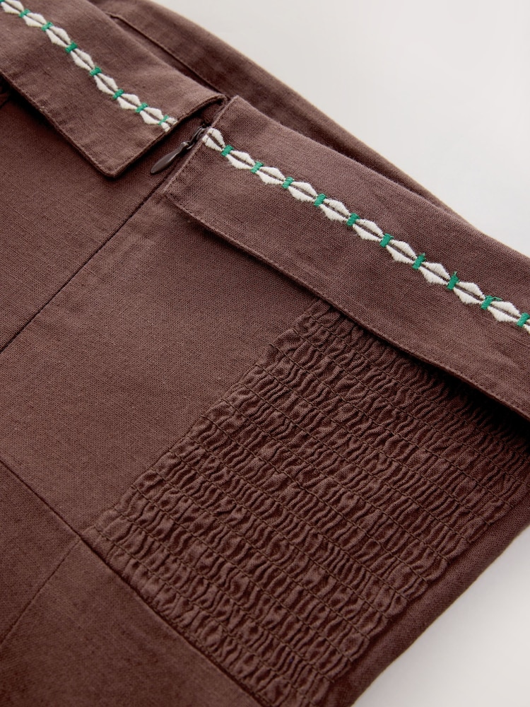 Chocolate Brown Palm Bandeau Mini Dress - Image 8 of 8