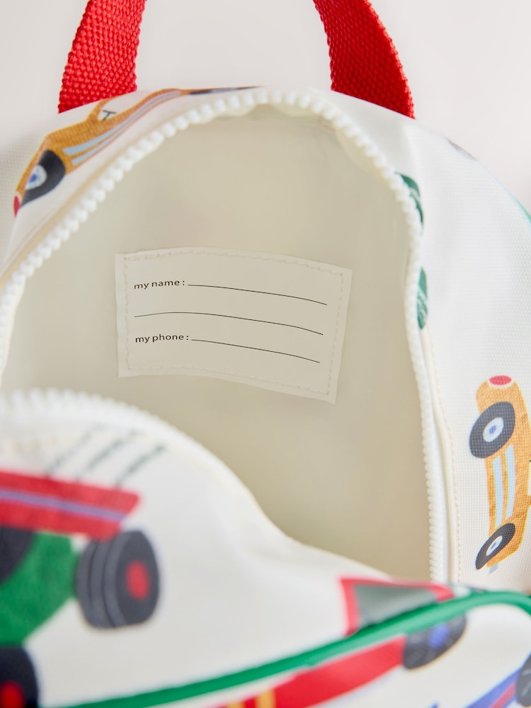 Ecru White All-Over-Print Cars Backpack - Image 5 of 5 Ecru White All-Over-Print Cars Backpack - Image 5 of 5