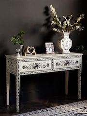 Rockett St George Ivory and Black Rose Noir Console Table - Image 1 of 11