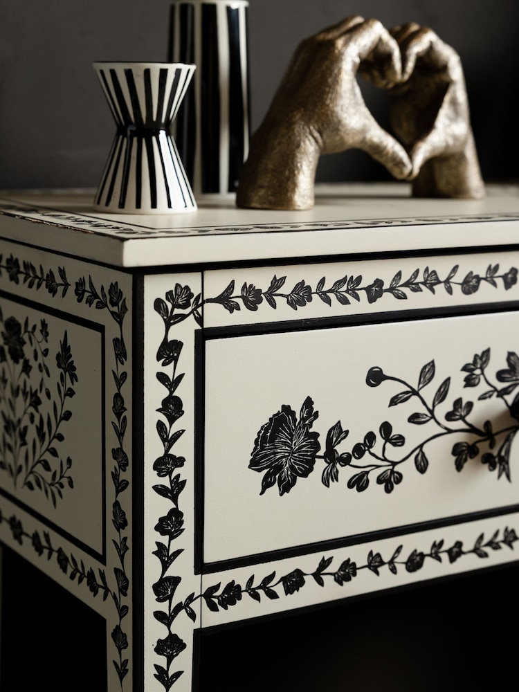 Rockett St George Ivory and Black Rose Noir Console Table - Image 2 of 11