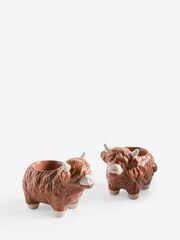 Set of 2 Natural Hamish The Highland Cow Egg Cups - Image 1 of 1